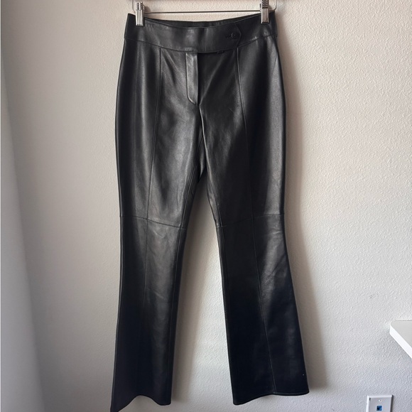 Vintage Classiques Entier Black Leather Pants Petite 2 Women’s Flare Leg - Picture 1 of 5